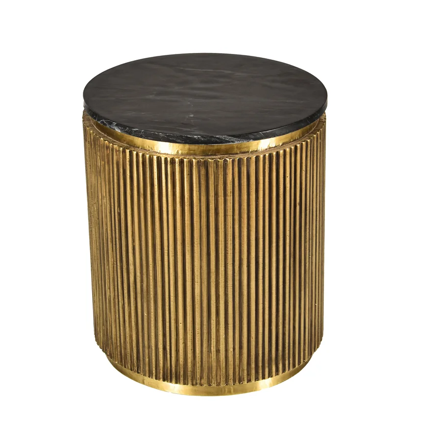 Harman Black Marble Top & Golden Brass Fitted Side Table with Storage - popular handicrafts